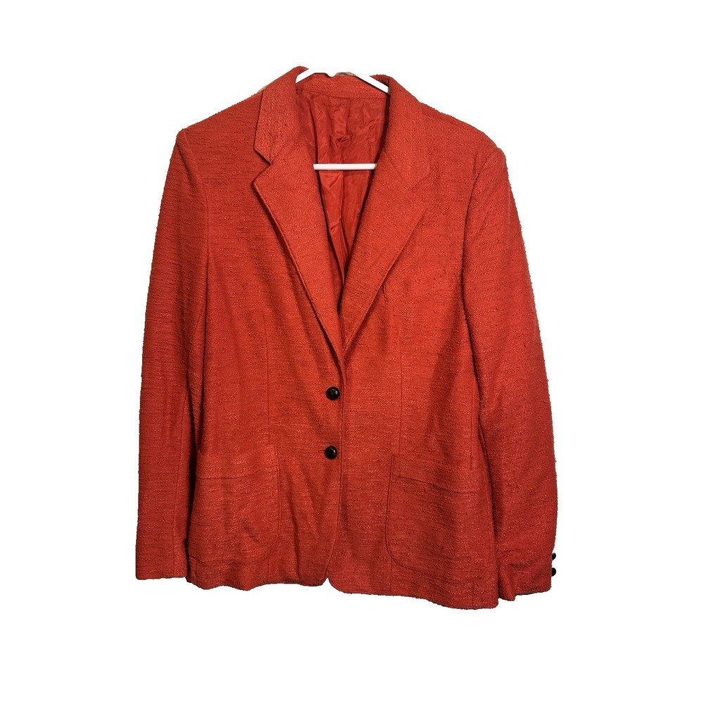 bleeker‎ street womens burnt red orange long sleeve button blazer size 15